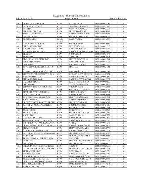 63 - JP NIO SluÅ¾beni list Bosne i Hercegovine