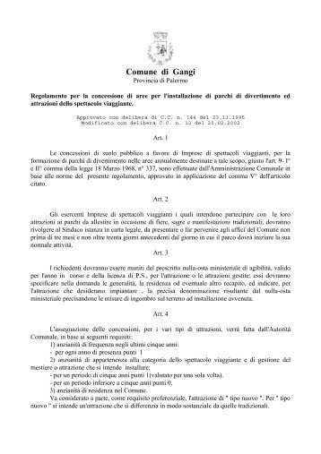 Regolamento per la concessione di aree per l ... - Comune di Gangi