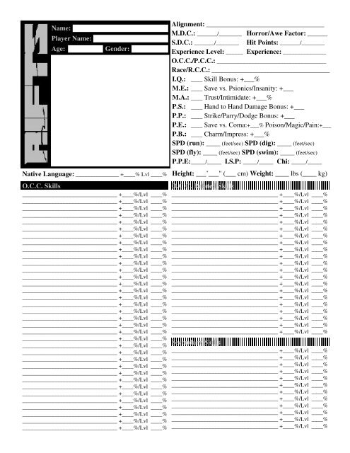 all flesh must be eaten editable pdf character sheet