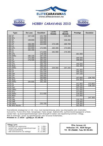 hobby caravans 2010 - Elite Caravan AS