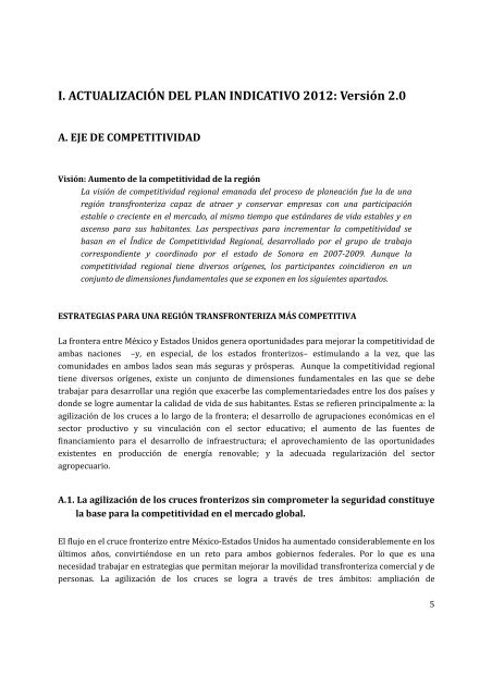 Plan Indicativo para el desarrollo Competitivo y sustentable de la ...