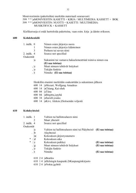 Helmet-luettelointiohjeesta - HelMet data API - Kirjastot.fi