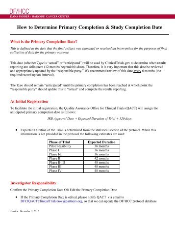 How to Determine Primary Completion & Study Completion Date