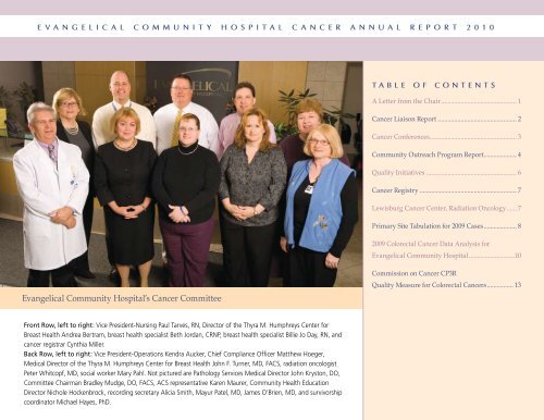 Cancer program annual report 2010 - Evangelical Community Hospital