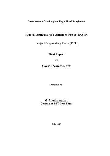 Social Management Framework - Bangladesh Agricultural Research ...