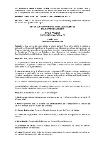 Ley de Justicia Integral para Adolescentes del Estado de Jalisco