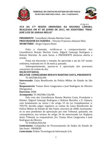 ata da 17Âª sessÃ£o ordinÃ¡ria da segunda cÃ¢mara, realizada em 07 ...