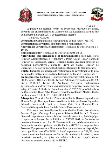 ata da 17Âª sessÃ£o ordinÃ¡ria da segunda cÃ¢mara, realizada em 07 ...