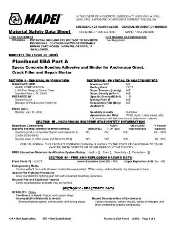 Planibond EBA Part A - Northland Construction Supplies