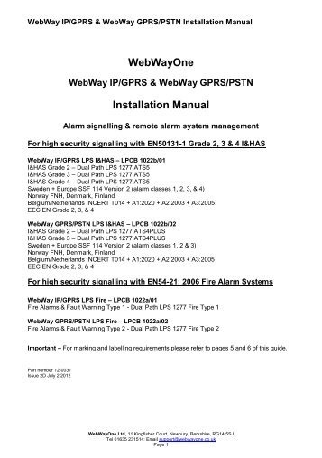 WebWay Installation Guide MK5 board - WebWayOne