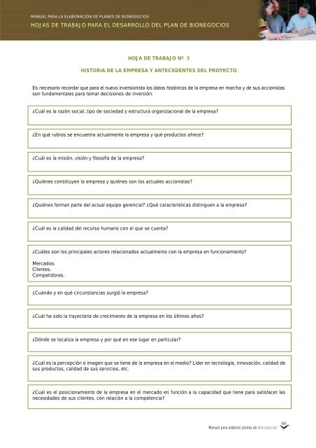 Manual para elaborar planes de Bionegocios - CDAM