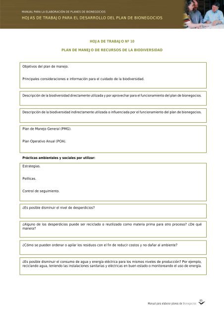 Manual para elaborar planes de Bionegocios - CDAM