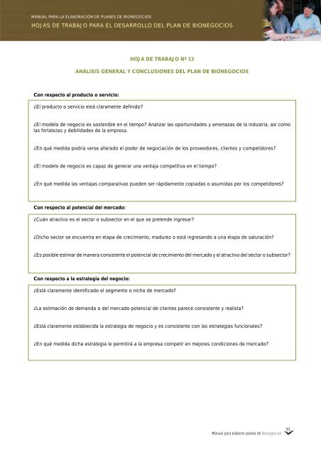 Manual para elaborar planes de Bionegocios - CDAM