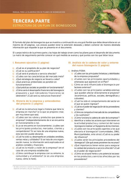 Manual para elaborar planes de Bionegocios - CDAM