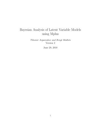 Bayesian Analysis of Latent Variable Models using Mplus