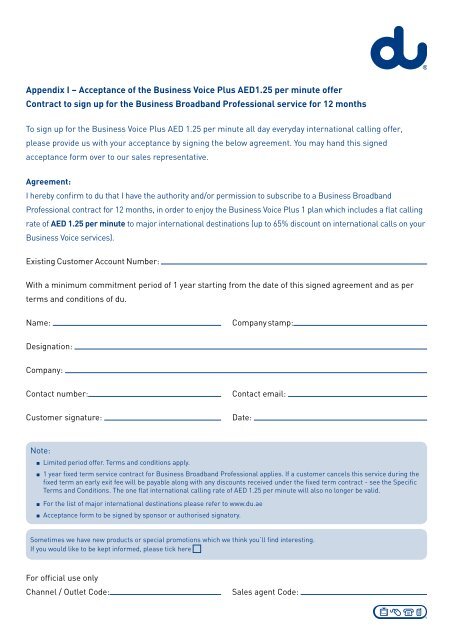 Acceptance Of The Business Voice Plus Aed1 25 Per Minute Du