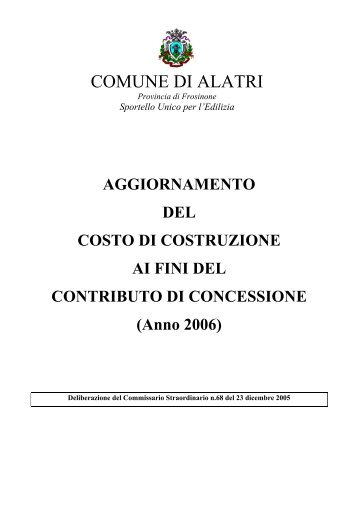 TABELLE PARAMETRICHE PER L'INCIDENZA ... - Comune di Alatri