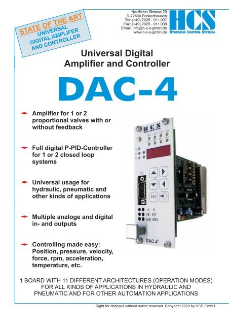 DAC-4 - HCS - Hydraulic Control Systems GmbH