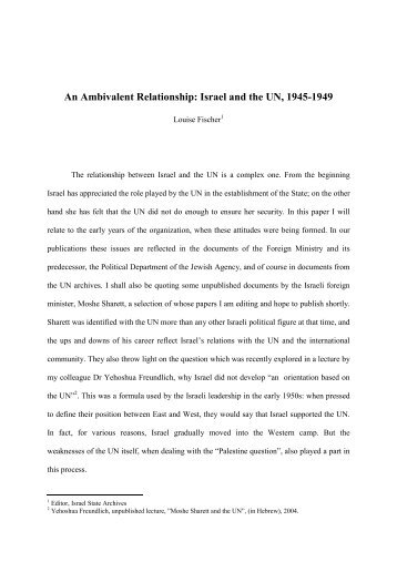 An Ambivalent Relationship: Israel and the UN, 1945-1949