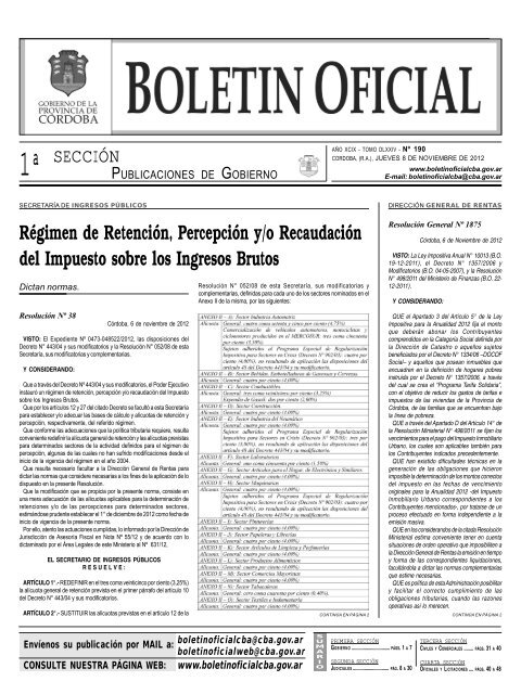 boletin oficial nÂº 190 - BoletÃ­n Oficial de la Provincia de CÃ³rdoba ...