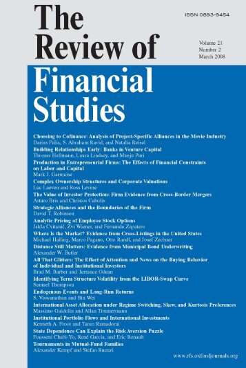 Front Matter (PDF) - Review of Financial Studies - Oxford Journals