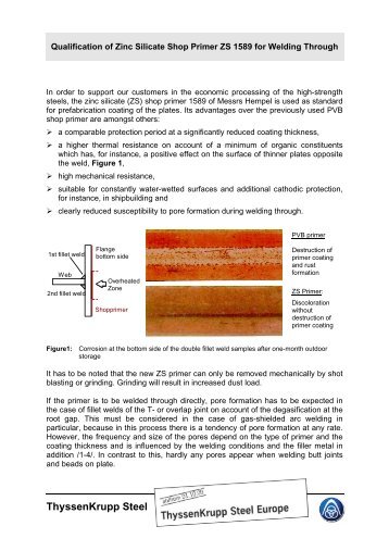 Qualification of Zinc Silicate Shop Primer ZS 1589 - ThyssenKrupp