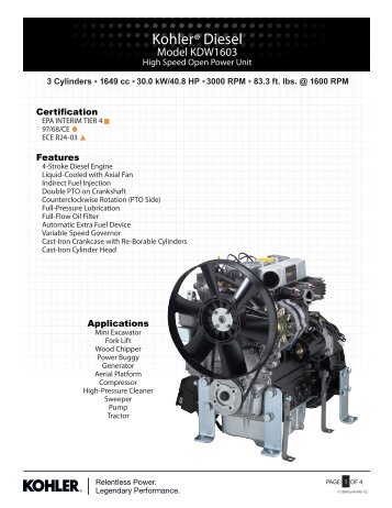 KDW1603 - Kohler Engines