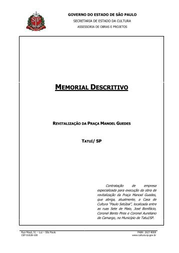 memorial descritivo - Secretaria de Estado da Cultura - Governo do ...