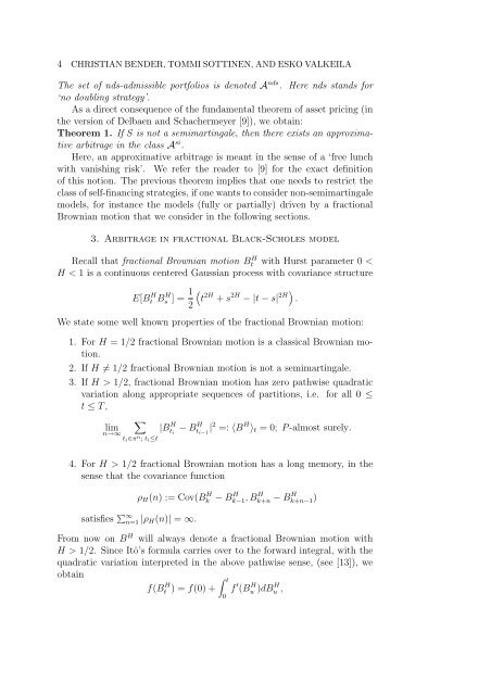 ARBITRAGE WITH FRACTIONAL BROWNIAN MOTION?1 - Helsinki.fi