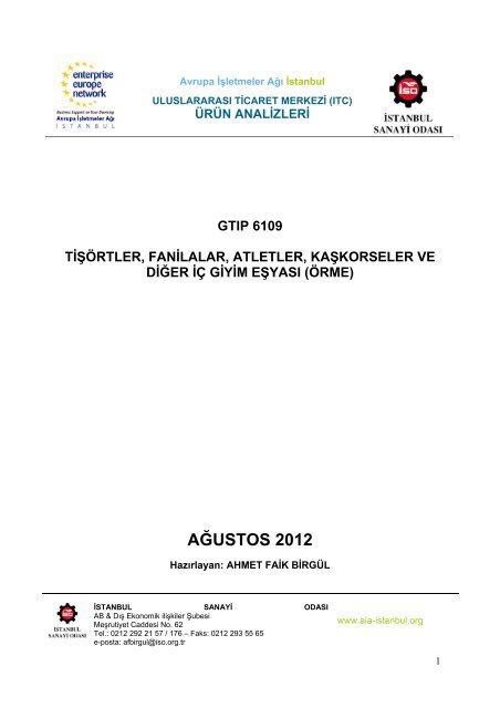 ITC Raporu:GTÄ°P No:6109 - Avrupa Ä°Åletmeler AÄÄ±