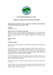Isle of Wight Family History Society Minutes of Annual General ...