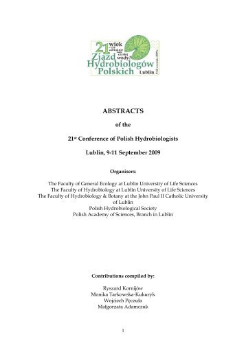 Conference Polish Hydrobiologists Book of Abstracts