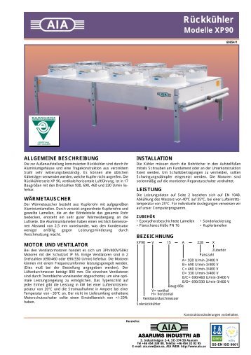 Rückkühler Modelle XP90