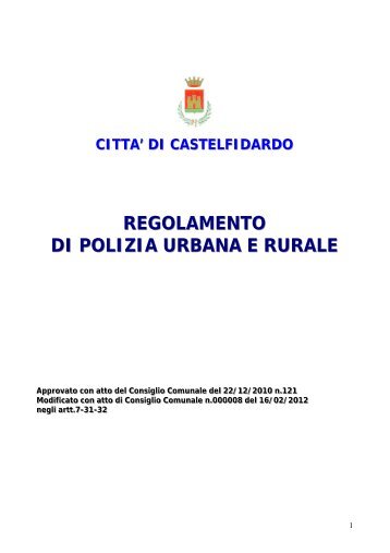 regolamento di polizia urbana e rurale - Comune di Castelfidardo