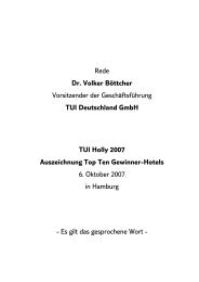 Rede Dr. Volker Böttcher Vorsitzender der ... - TUI Deutschland