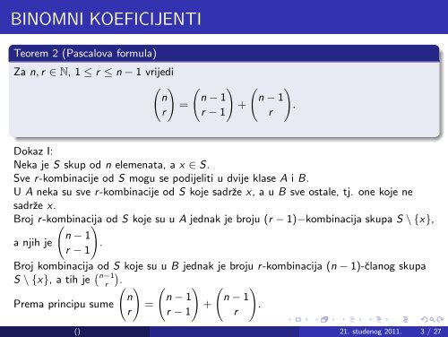 BINOMNI KOEFICIJENTI