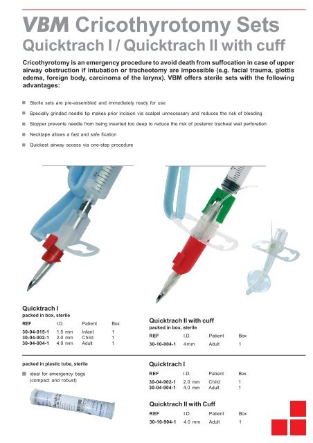 Quicktrach I - VBM Medizintechnik GmbH