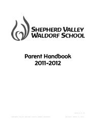 1999-2000 Parent Handbook - Shepherd Valley Waldorf School