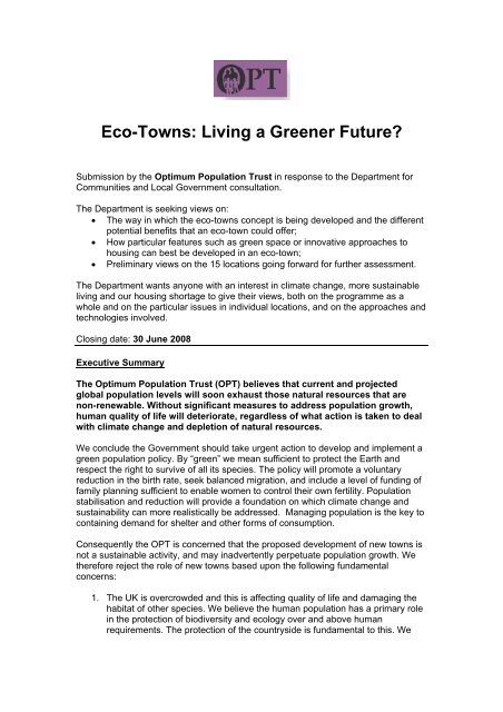 Eco-Towns: Living a Greener Future? - Mall