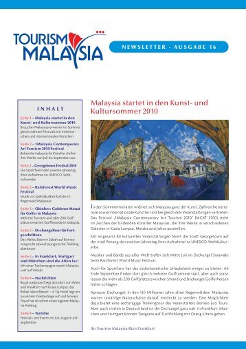 Malaysia startet in den Kunst- und Kultursommer 2010