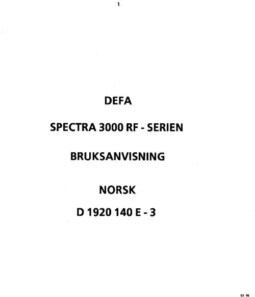 Spectra 3000RF Bruksanvisning - Defa.com