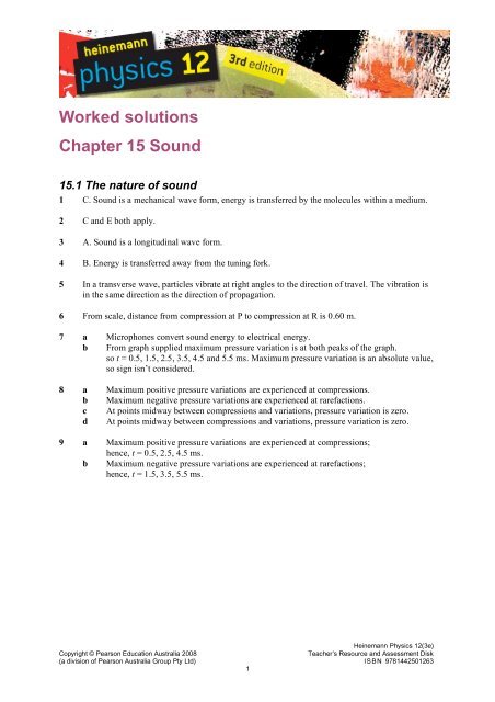 Worked solutions Chapter 15 Sound - PEGSnet