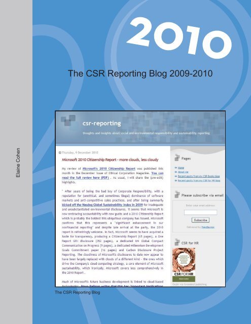 The CSR Reporting Blog 2009-2010 - Beyond Business
