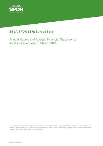 SSgA SPDR ETFs Europe I plc