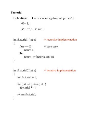 Computing Factorials and Fibonacci numbers