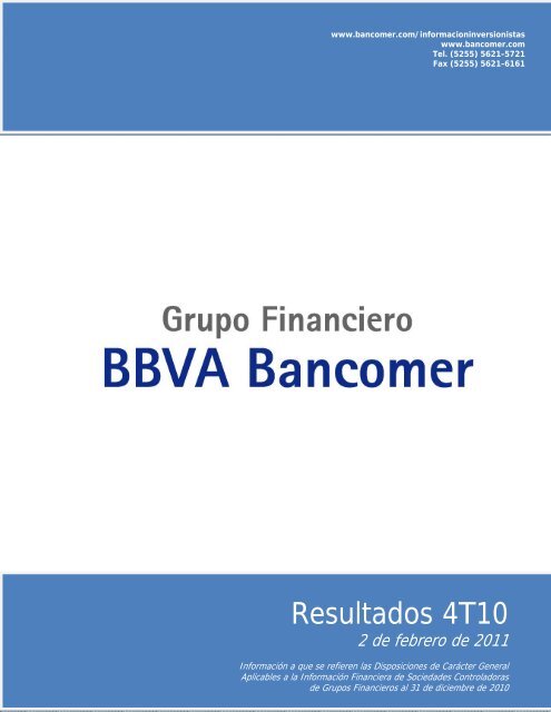 Resultados 4T10 - Bancomer.com