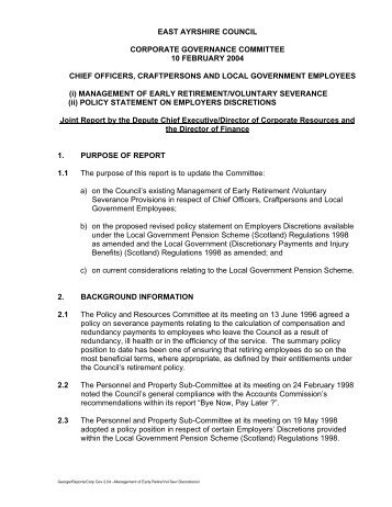 east ayrshire council management of early retirement / voluntary ...