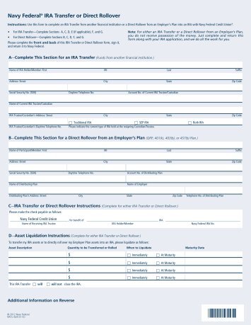 IRA Transfer or Direct Rollover Form - Navy Federal Credit Union