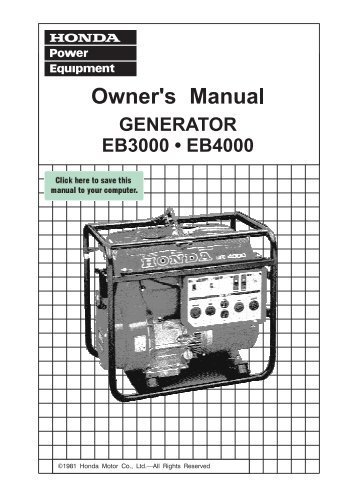Honda EB3000, EB4000 Generator Owner's Manual - Geotech