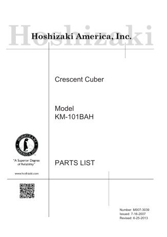 Crescent Cuber Model KM-101BAH PARTS LIST - Hoshizaki ...